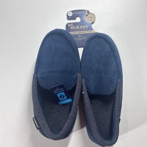 Isotoner Mens Size Large 9.5-10.5 Navy Blue Advanced Memory Foam Slippers NEW‎